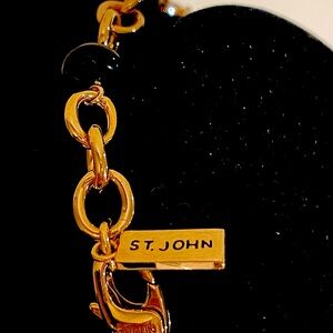 St.John Necklace: Red, white, & blue beaded with gold tone chain & St.John tag.